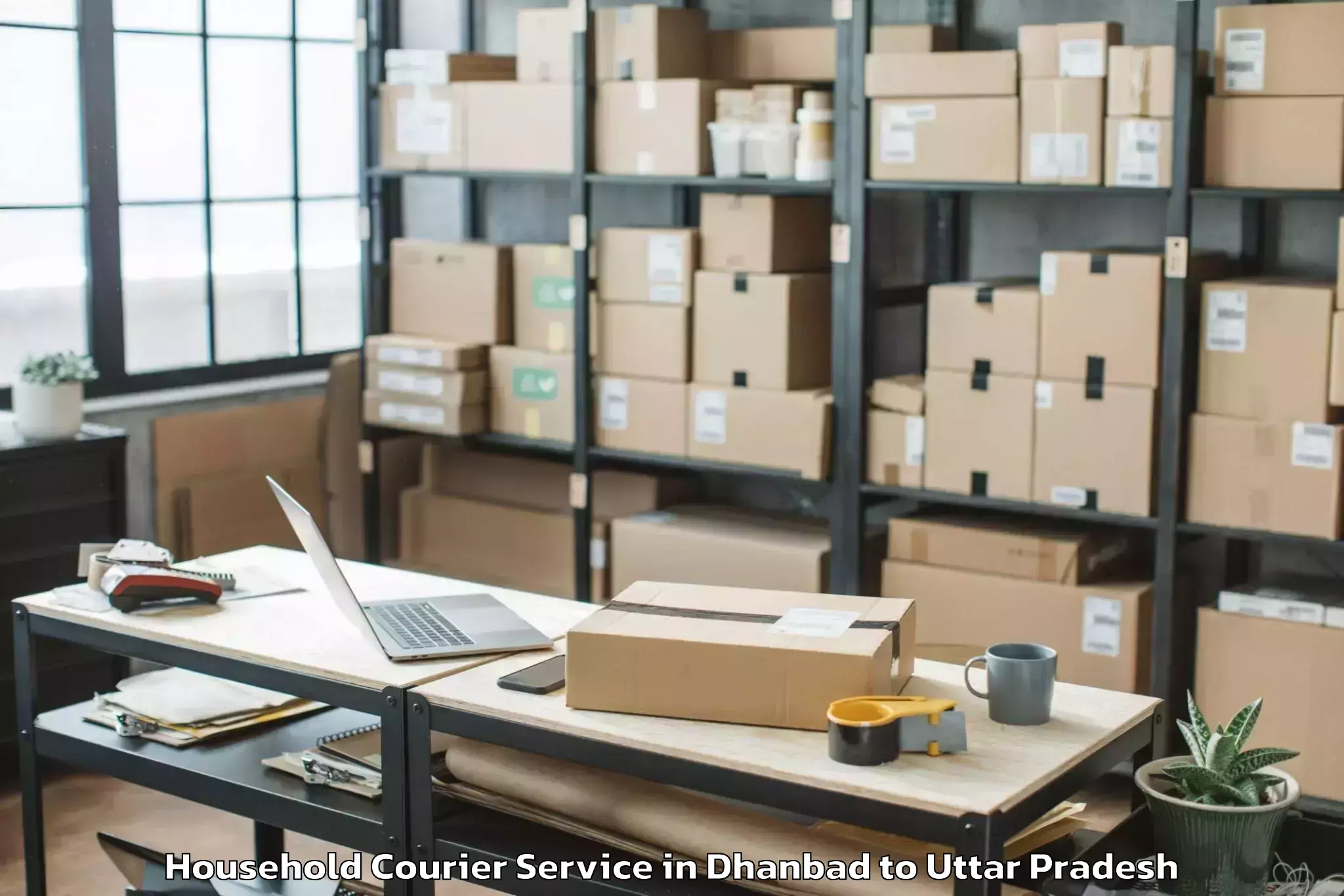 Top Dhanbad to Dudhinagar Household Courier Available